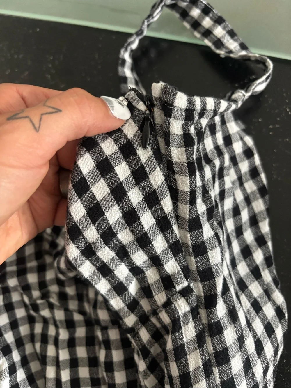 SO Black and White Gingham Midi Dress
